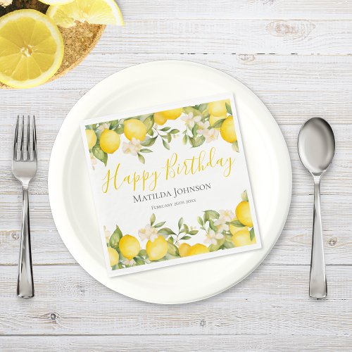 Zesty Lemons Fun Yellow Birthday Party Napkins