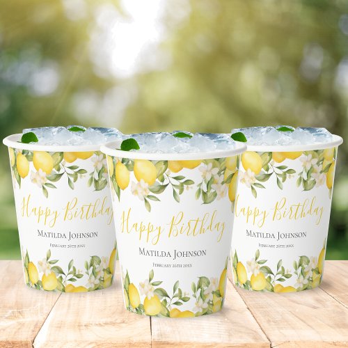Zesty Lemons Fun Yellow Birthday Party Paper Cups