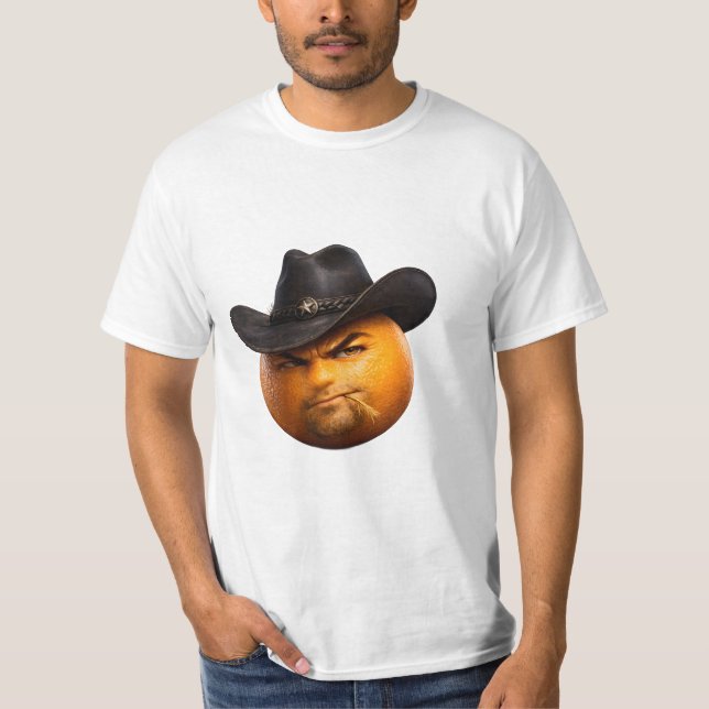 Zesty outlaw, grumpy cowboy orange graphic T-shirt (Front)