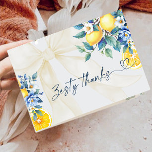 Zesty Thanks Lemon Citrus Sweetie Baby Shower Letterpress Thank You Card