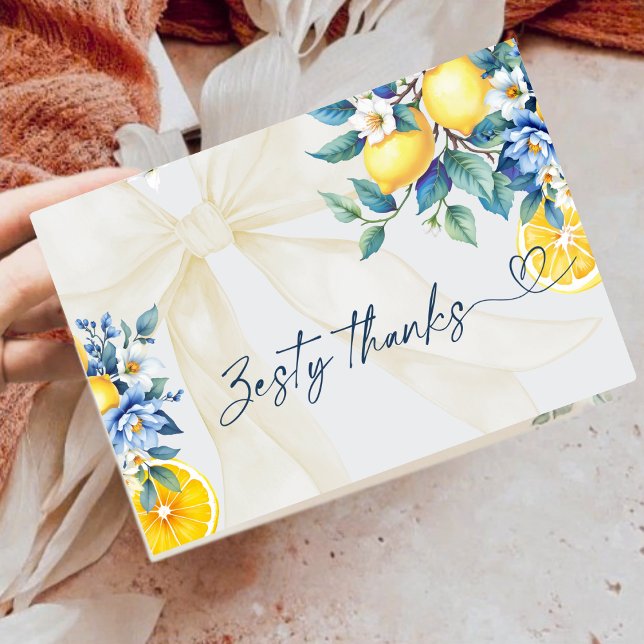 Zesty Thanks Lemon Citrus Sweetie Baby Shower  Thank You Card (Creator Uploaded)