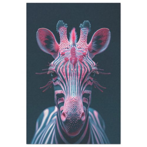 Zesty Vibrant Pink Colored Zebra Decoupage  Tissue Paper