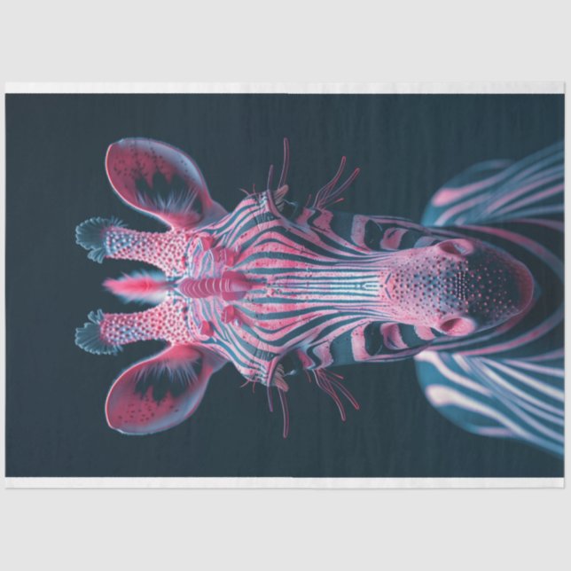 Zesty Vibrant Pink Colored Zebra Decoupage  Tissue Paper (Front)