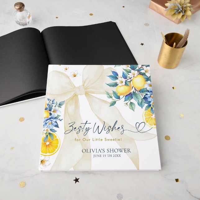Zesty Wishes Lemon Italian Amalfi Baby Shower Guest Book (Creator Uploaded)