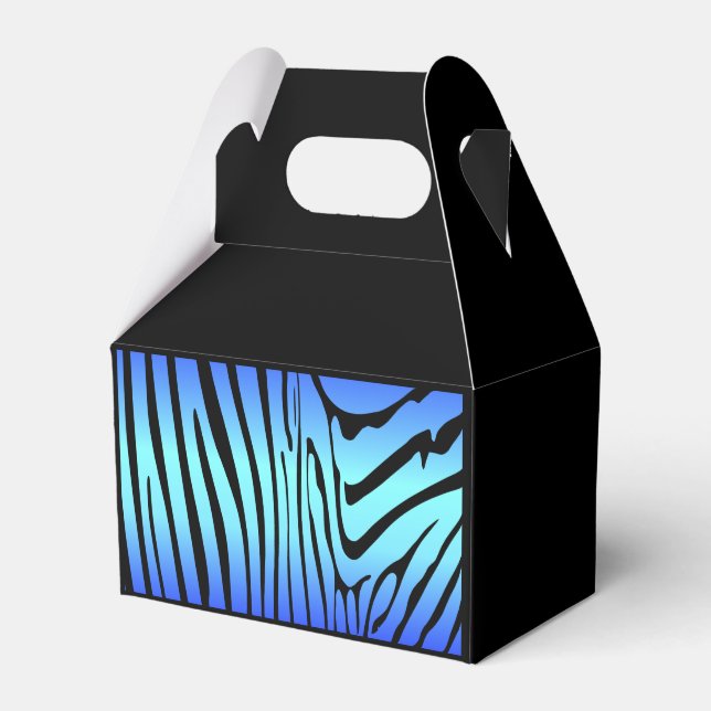 Zesty Zebra Blue Favor Boxes (Front Side)