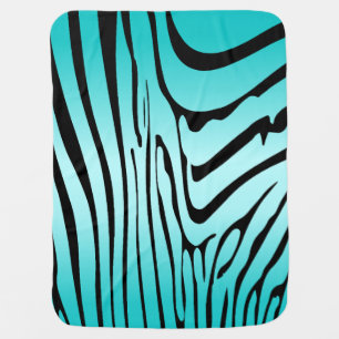 Zesty Zebra Cyan Baby Blanket
