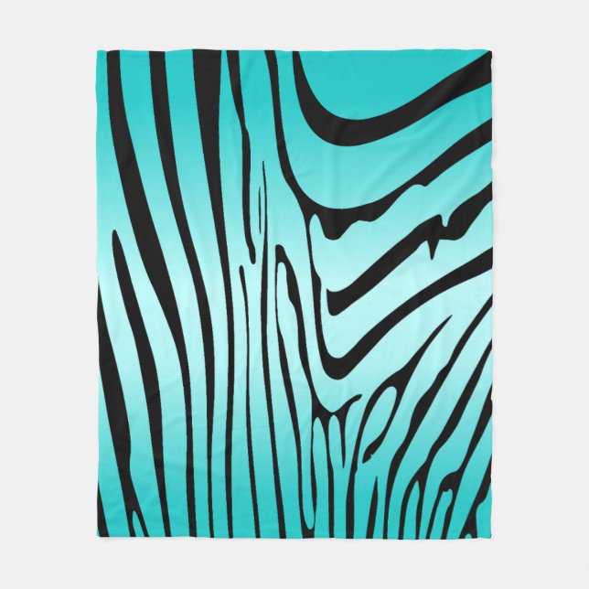 Zesty Zebra Cyan Fleece Blanket (Front)
