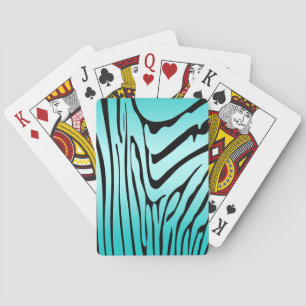 Zesty Zebra Cyan Poker Cards