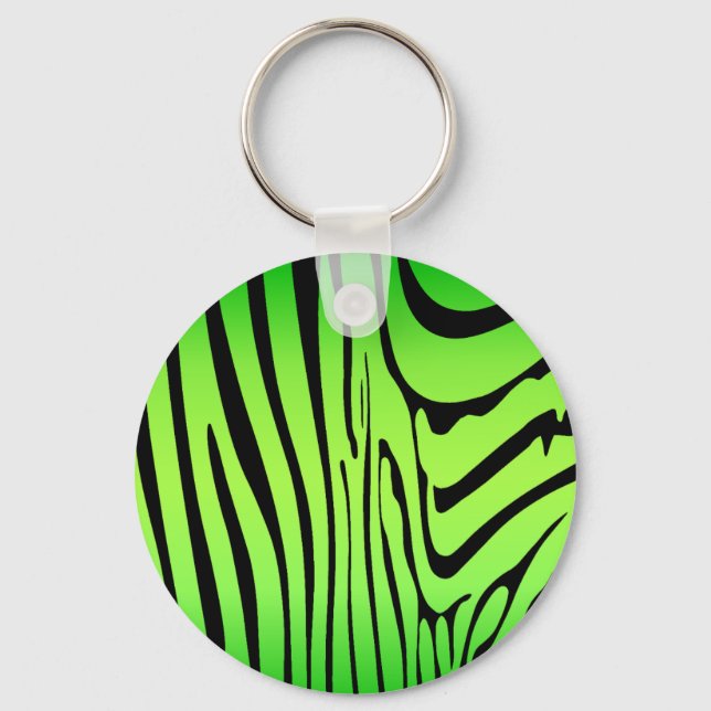 Zesty Zebra Green Keychain (Front)