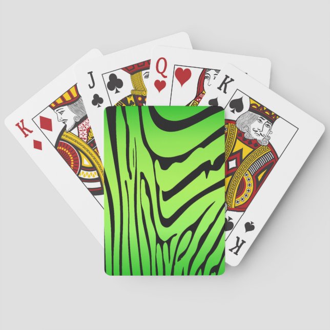 Zesty Zebra Green Poker Cards (Back)