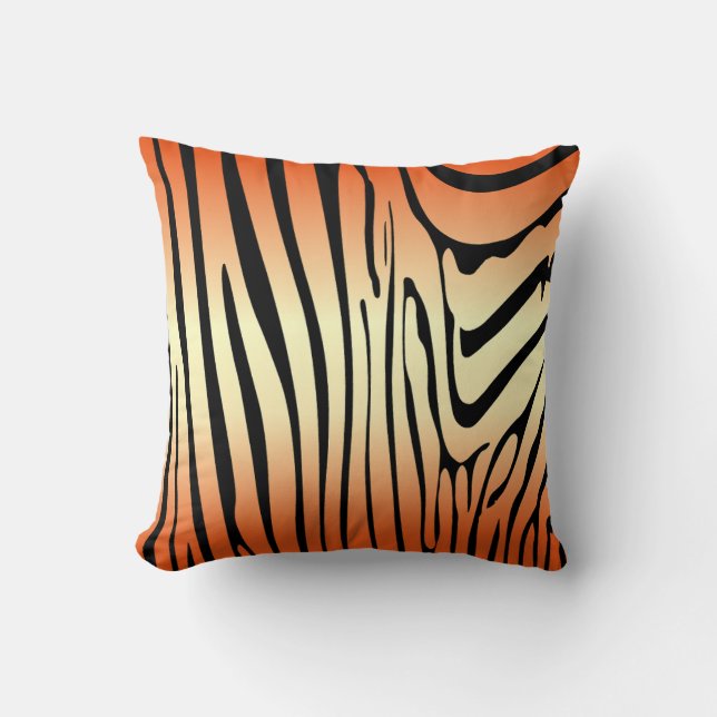 Zesty Zebra Orange Throw Pillow (Front)