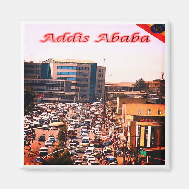 zET006 ADDIS ABEBA, Bustling Center, Fridge Magnet (Front)