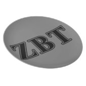 Zeta Beta Tau Black Letters Melamine Plate (Right Side)