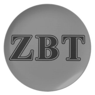 Zeta Beta Tau Black Letters Melamine Plate