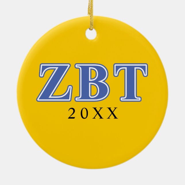 Zeta Beta Tau Blue Letters Ceramic Ornament (Back)