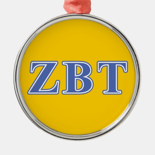 Zeta Beta Tau Blue Letters Metal Ornament