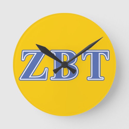 Zeta Beta Tau Blue Letters Round Clock