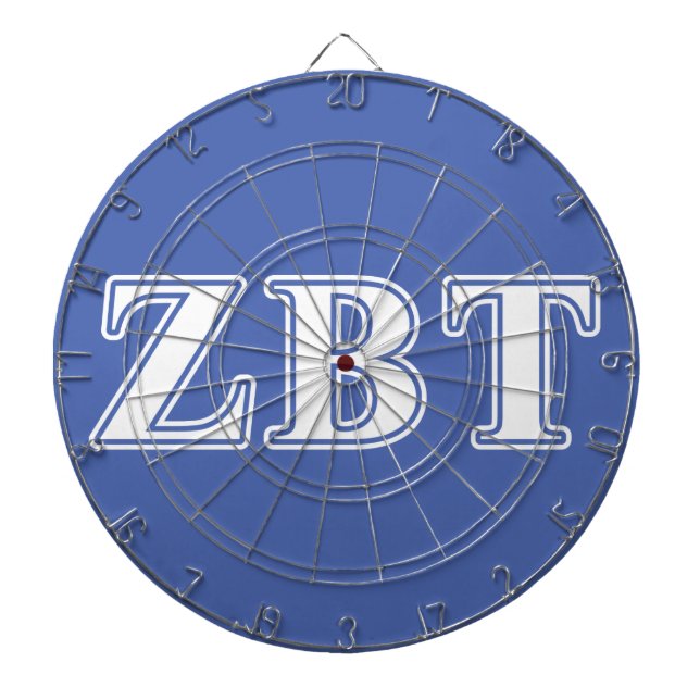 Zeta Beta Tau White and Blue Letters Dartboard With Darts (Front)