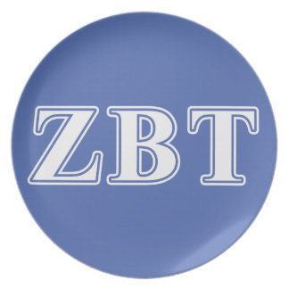 Zeta Beta Tau White and Blue Letters Dinner Plate