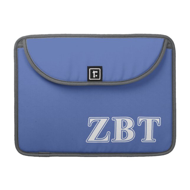 Zeta Beta Tau White and Blue Letters MacBook Pro Sleeve (Front Closed)