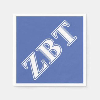 Zeta Beta Tau White and Blue Letters Paper Napkins