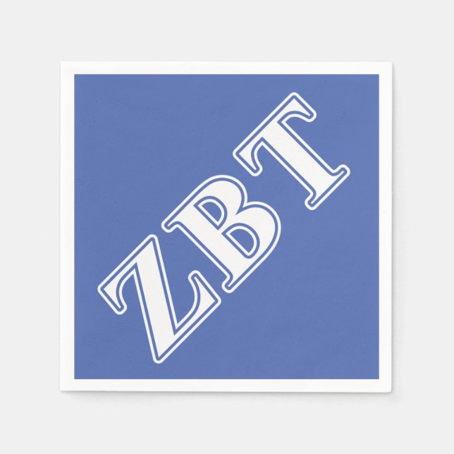 Zeta Beta Tau White and Blue Letters Paper Napkins (Front)