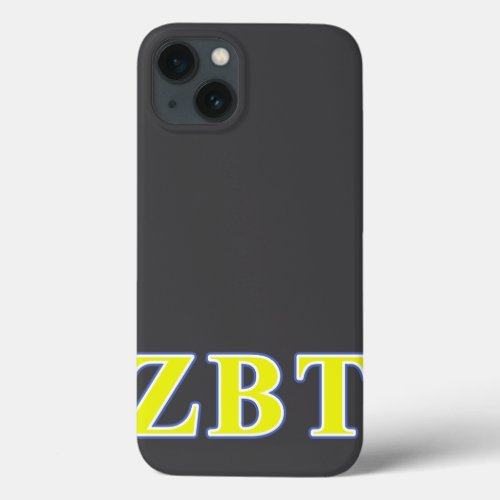 Zeta Beta Tau Yellow and Blue Letters iPhone 13 Case