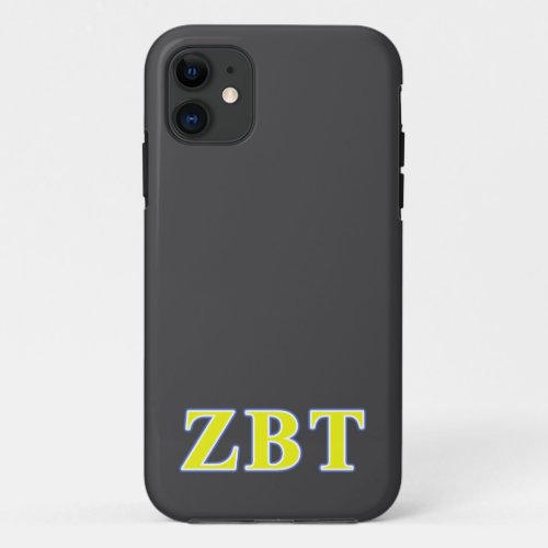 Zeta Beta Tau Yellow and Blue Letters iPhone 11 Case