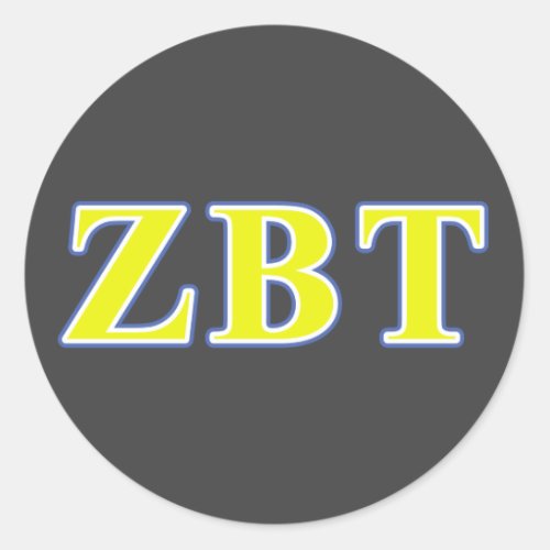 Zeta Beta Tau Yellow and Blue Letters Classic Round Sticker