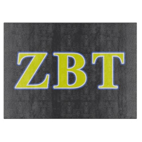 Zeta Beta Tau Yellow and Blue Letters Cutting Board