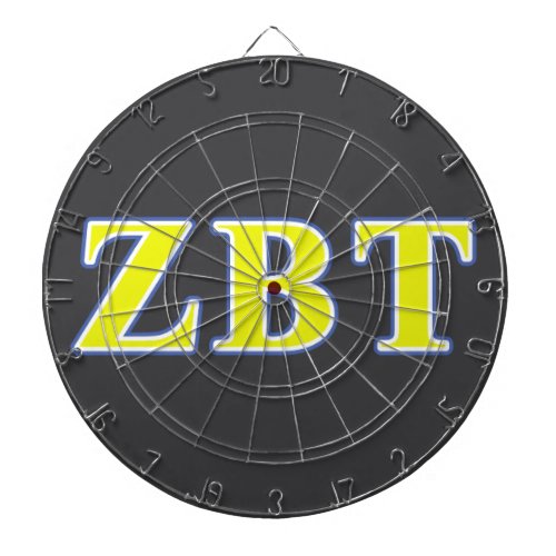 Zeta Beta Tau Yellow and Blue Letters Dartboard