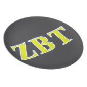 Zeta Beta Tau Yellow and Blue Letters Dinner Plate (Right Side)