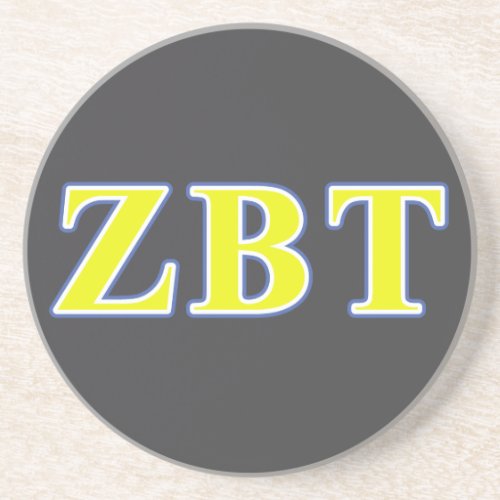 Zeta Beta Tau Yellow and Blue Letters Drink Coaster