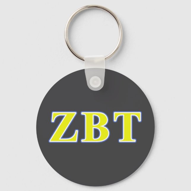 Zeta Beta Tau Yellow and Blue Letters Keychain (Front)
