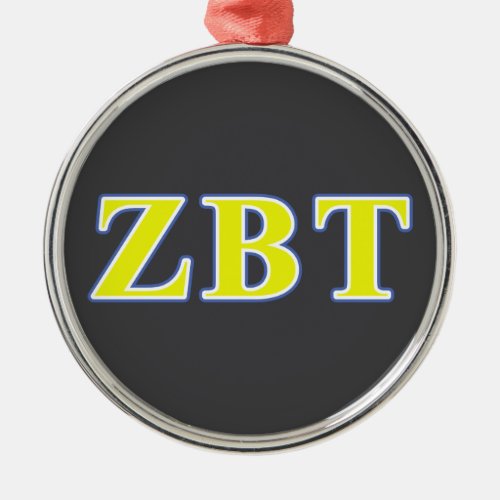 Zeta Beta Tau Yellow and Blue Letters Metal Ornament