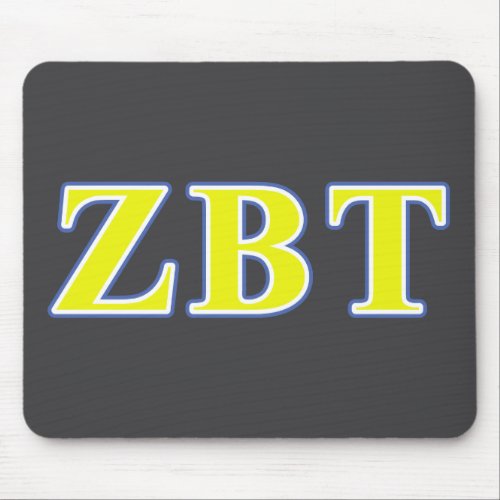 Zeta Beta Tau Yellow and Blue Letters Mouse Pad