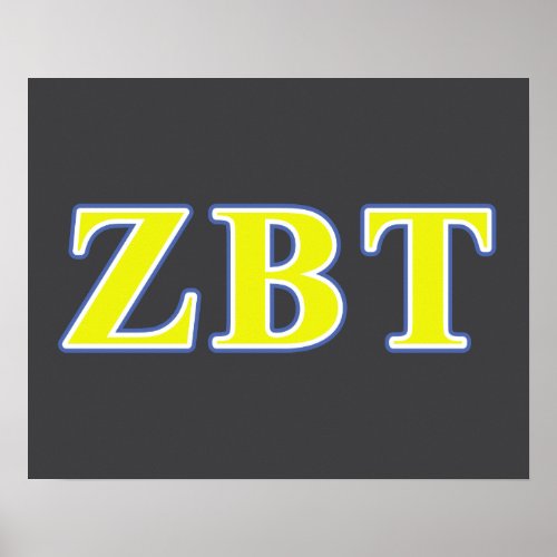 Zeta Beta Tau Yellow and Blue Letters Poster