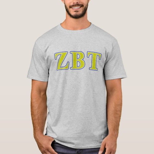 Zeta Beta Tau Yellow and Blue Letters T_Shirt