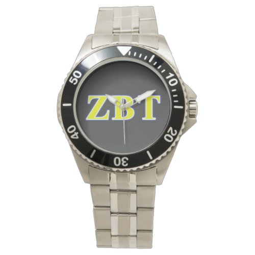 Zeta Beta Tau Yellow and Blue Letters Watch