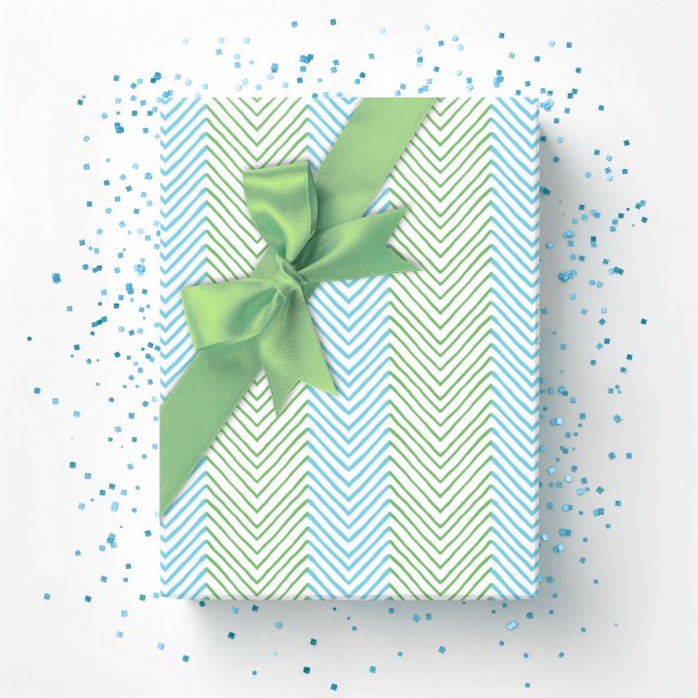 Zeta Chevron Stripe in Green and Aqua Wrapping Paper (Creator Uploaded)