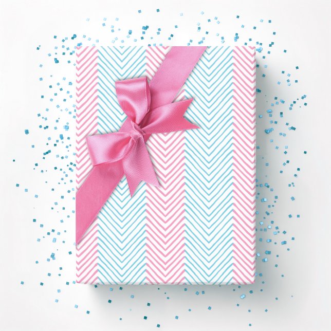 Zeta Chevron Stripe in Pink and Aqua Wrapping Paper (Creator Uploaded)