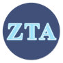 Zeta Tau Alpha Baby Blue Letters Classic Round Sticker