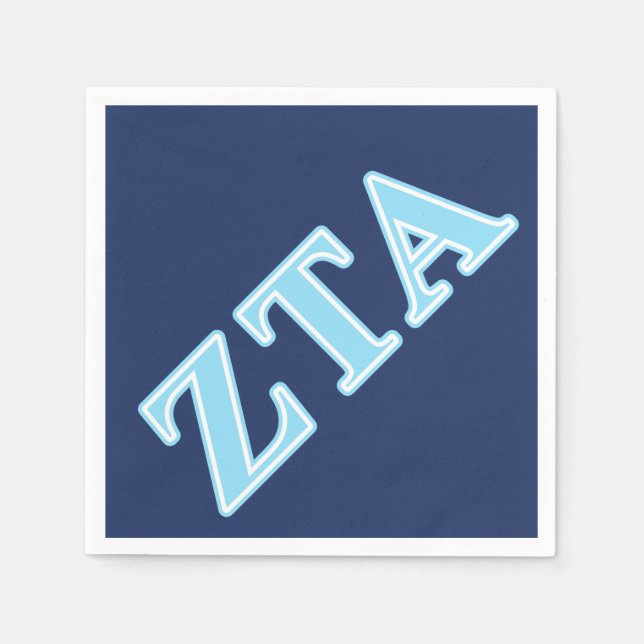 Zeta Tau Alpha Baby Blue Letters Napkins (Front)