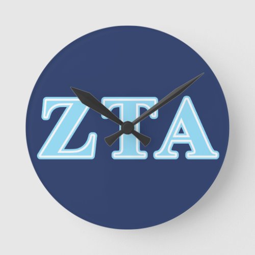 Zeta Tau Alpha Baby Blue Letters Round Clock