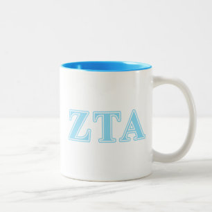 Zeta Tau Alpha Baby Blue Letters Two-Tone Coffee Mug