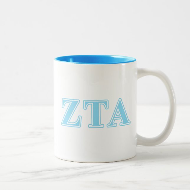 Zeta Tau Alpha Baby Blue Letters Two-Tone Coffee Mug (Right)