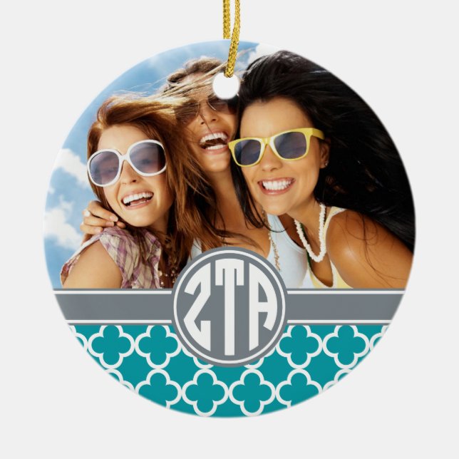 Zeta Tau Alpha | Monogram and Photo Ceramic Ornament (Front)