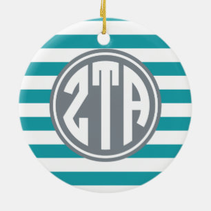 Zeta Tau Alpha   Monogram Stripe Pattern Ceramic Ornament