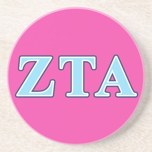 Zeta Tau Alpha Navy Blue and Baby Blue Letters Drink Coaster