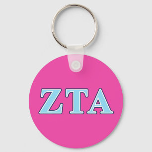 Zeta Tau Alpha Navy Blue and Baby Blue Letters Keychain